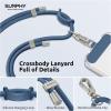 SURPHY Phone Lanyard, Adjustable Phone Strap Crossbody with 2 Pack Cell Phone Tether Tab, Premium Metal Buckles, Skin-Friendly, Universal Cell Phone Lanyard Crossbody for Women and Men, Black(Denim Blue)