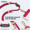 SURPHY Phone Lanyard, Adjustable Phone Strap Crossbody with 2 Pack Cell Phone Tether Tab, Premium Metal Buckles, Skin-Friendly, Universal Cell Phone Lanyard Crossbody for Women and Men, Black(Christmas Red)