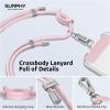 SURPHY Phone Lanyard, Adjustable Phone Strap Crossbody with 2 Pack Cell Phone Tether Tab, Premium Metal Buckles, Skin-Friendly, Universal Cell Phone Lanyard Crossbody for Women and Men, Black(Pink)