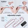 SURPHY Phone Lanyard, Adjustable Phone Strap Crossbody with 2 Pack Cell Phone Tether Tab, Premium Metal Buckles, Skin-Friendly, Universal Cell Phone Lanyard Crossbody for Women and Men, Black(Pink & Purple)