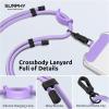 SURPHY Phone Lanyard, Adjustable Phone Strap Crossbody with 2 Pack Cell Phone Tether Tab, Premium Metal Buckles, Skin-Friendly, Universal Cell Phone Lanyard Crossbody for Women and Men, Black(Purple)