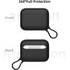 SURPHY Silicone AirPods Pro Case Cover, with Pothook & AirPods Pro Accessories (Anti-Lost Strap, Carabiner, Brush), Liquid Silicone Case for AirPods Pro 2019 (Front LED Visible) (Black)