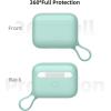 SURPHY Silicone AirPods Pro Case Cover, with Pothook & AirPods Pro Accessories (Anti-Lost Strap, Carabiner, Brush), Liquid Silicone Case for AirPods Pro 2019 (Front LED Visible) (Mint Green)