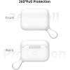 SURPHY Silicone AirPods Pro Case Cover, with Pothook & AirPods Pro Accessories (Anti-Lost Strap, Carabiner, Brush), Liquid Silicone Case for AirPods Pro 2019 (Front LED Visible) (White)