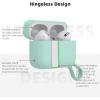 SURPHY Silicone AirPods Pro Case Cover, with Pothook & AirPods Pro Accessories (Anti-Lost Strap, Carabiner, Brush), Liquid Silicone Case for AirPods Pro 2019 (Front LED Visible) (Mint Green)