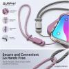 SURPHY Silicone case for iPhone 16 Pro Max (Lilac Purple) + Phone Strap Crossbody with 2 Pack Phone Tether Tab (Grey& Purple)