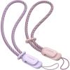 SURPHY 2 Pack Phone Lanyard for Cellphone Case, Phone Wrist Strap for Case, Cellphone Strap with 2-Color Braided, Charm Wrist Lanyard for Women and Men, Black & Gray(Pink & Lilac)