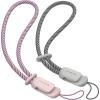 SURPHY 2 Pack Phone Lanyard for Cellphone Case, Phone Wrist Strap for Case, Cellphone Strap with 2-Color Braided, Charm Wrist Lanyard for Women and Men, Black & Gray(Pink & Gray)