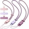 SURPHY 3 Pack Phone Wrist Strap with CellPhone Tether Tab, Cellphone Lanyard, Phone Strap with 2-Color Braided, Wrist Lanyard(A- Pink & Lilac & Lilac Purple)