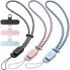 SURPHY 3 Pack Phone Wrist Strap with CellPhone Tether Tab, Cellphone Lanyard, Phone Strap with 2-Color Braided, Wrist Lanyard(Black & Cloud Blue & Pink)