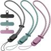 SURPHY 3 Pack Phone Wrist Strap with CellPhone Tether Tab, Cellphone Lanyard, Phone Strap with 2-Color Braided, Wrist Lanyard(Black & Green & Lilac Purple)