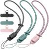 SURPHY 3 Pack Phone Wrist Strap with CellPhone Tether Tab, Cellphone Lanyard, Phone Strap with 2-Color Braided, Wrist Lanyard(Black & Green & Pink)