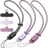 SURPHY 3 Pack Phone Wrist Strap with CellPhone Tether Tab, Cellphone Lanyard, Phone Strap with 2-Color Braided, Wrist Lanyard(Black & Lilac & Lilac Purple)