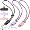SURPHY 3 Pack Phone Wrist Strap with CellPhone Tether Tab, Cellphone Lanyard, Phone Strap with 2-Color Braided, Wrist Lanyard(Black & Lilac & Pink)