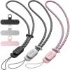 SURPHY 3 Pack Phone Wrist Strap with CellPhone Tether Tab, Cellphone Lanyard, Phone Strap with 2-Color Braided, Wrist Lanyard(Black & Pink & Gray)