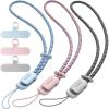 SURPHY 3 Pack Phone Wrist Strap with CellPhone Tether Tab, Cellphone Lanyard, Phone Strap with 2-Color Braided, Wrist Lanyard(Cloud Blue & Pink & Gray)