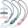 SURPHY 3 Pack Phone Wrist Strap with CellPhone Tether Tab, Cellphone Lanyard, Phone Strap with 2-Color Braided, Wrist Lanyard(Cloud Blue & Pink & Green)