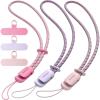 SURPHY 3 Pack Phone Wrist Strap with CellPhone Tether Tab, Cellphone Lanyard, Phone Strap with 2-Color Braided, Wrist Lanyard(Lilac & Pink & Rose Pink)