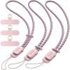 SURPHY 3 Pack Phone Wrist Strap with CellPhone Tether Tab, Cellphone Lanyard, Phone Strap with 2-Color Braided, Wrist Lanyard(Pink & Pink & Pink)