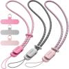 SURPHY 3 Pack Phone Wrist Strap with CellPhone Tether Tab, Cellphone Lanyard, Phone Strap with 2-Color Braided, Wrist Lanyard(Pink & Rose Pink & Gray)