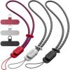 SURPHY 3 Pack Phone Wrist Strap with CellPhone Tether Tab, Cellphone Lanyard, Phone Strap with 2-Color Braided, Wrist Lanyard(Red & Black & Gray)