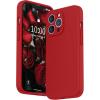 SURPHY Case for iPhone 13 Pro Case with Screen Protector, 13 Pro Liquid Silicone Phone Cases (Camera Protection & Soft Microfiber Lining), Black(Red)