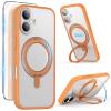 SURPHY Case for iPhone 17 Case with Screen Protector (6.3 inch 2025), Compatible with MagSafe, Liquid Silicone 17 Phone Cases Whit Soft Microfiber Lining, Lilac Purple(A-Stand Orange)