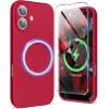 SURPHY Case for iPhone 17 Case with Screen Protector (6.3 inch 2025), Compatible with MagSafe, Liquid Silicone 17 Phone Cases Whit Soft Microfiber Lining, Lilac Purple(Red)