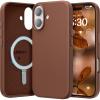 SURPHY Case for iPhone 17 Pro Max Case (6.9 inch 2025), Compatible with MagSafe, Faux Leather 17 Pro Max Phone Cases Whit Soft Microfiber Lining, Brown(Brown)
