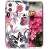 SURPHY Clear Case Compatible with iPhone 12 Mini 5.4 inches, Flower Pattern Printing Design (Hard PC & Soft TPU Bumper) Phone Case for 12 Mini (2020) (Butterfly Flower)