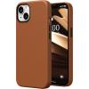 SURPHY Compatible with iPhone 13 Case, Premium Faux Leather Phone Case (with Metallic Buttons & Microfiber Lining) for 13 (6.1 inch 2021), Brown(Brown)