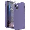 SURPHY Compatible with iPhone 13 Mini Case with Screen Protector, (Camera Protection & Soft Microfiber Lining) Liquid Silicone Phone Case 5.4 inch 2021, Clover Green(Iris Purple)