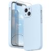 SURPHY Compatible with iPhone 13 Mini Case with Screen Protector, (Camera Protection & Soft Microfiber Lining) Liquid Silicone Phone Case 5.4 inch 2021, Clover Green(Cloud Blue)