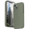 SURPHY Compatible with iPhone 13 Mini Case with Screen Protector, (Camera Protection & Soft Microfiber Lining) Liquid Silicone Phone Case 5.4 inch 2021, Clover Green(Olive)