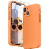 SURPHY Compatible with iPhone 13 Mini Case with Screen Protector, (Camera Protection & Soft Microfiber Lining) Liquid Silicone Phone Case 5.4 inch 2021, Clover Green(Marigold Orange)