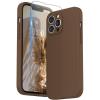 SURPHY Compatible with iPhone 13 Pro Max Case with Screen Protector, (Camera Protection + Soft Microfiber Lining) Liquid Silicone Phone Case 6.7 inch 2021, Red(Brown)