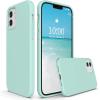 SURPHY Designed for iPhone 12 Case and iPhone 12 Pro Case 6.1 inch, Thickened Liquid Silicone Phone Case (with Microfiber Lining) for iPhone 12 & 12 Pro 2020, Red(Mint Green)