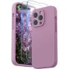 SURPHY Designed for iPhone 14 Pro Case with Screen Protector, (Camera Protection & Soft Microfiber Lining) Liquid Silicone Phone Case, Cloud Blue(Lilac Purple)