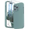 SURPHY Designed for iPhone 14 Pro Max Case with Screen Protector, (with Camera Protection & Soft Microfiber Lining) Liquid Silicone Phone Case, Cactus Green(Cactus Green)