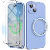 SURPHY Designed for iPhone 15 Case Compatible with MagSafe (6.1 inch 2023), with 2 Pack Screen Protector, Liquid Silicone Phone Case (Camera Protective & Soft Microfiber Lining) (Cactus Green)(Winter Blue)