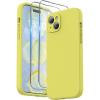 SURPHY Designed for iPhone 15 Plus Case with Screen Protector and Lanyard, Phone Strap and Liquid Silicone Phone Case (Camera Protective & Soft Microfiber Lining) 6.7 inch 2023, Lilac Purple(Canary Yellow)