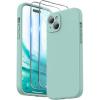 SURPHY Designed for iPhone 15 Plus Case with Screen Protector and Lanyard, Phone Strap and Liquid Silicone Phone Case (Camera Protective & Soft Microfiber Lining) 6.7 inch 2023, Lilac Purple(Mint Green)