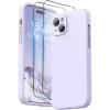 SURPHY Designed for iPhone 15 Plus Case with Screen Protector and Lanyard, Phone Strap and Liquid Silicone Phone Case (Camera Protective & Soft Microfiber Lining) 6.7 inch 2023, Lilac Purple(Lilac)