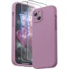 SURPHY Designed for iPhone 15 Plus Case with Screen Protector and Lanyard, Phone Strap and Liquid Silicone Phone Case (Camera Protective & Soft Microfiber Lining) 6.7 inch 2023, Lilac Purple(Lilac Purple)