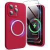 SURPHY Designed for iPhone 15 Pro Max Case Compatible with MagSafe (6.7 inch 2023), with 2 Pack Screen Protector, Liquid Silicone Phone Case (Camera Protective & Soft Microfiber Lining), Cactus Green(Red)