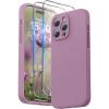 SURPHY Designed for iPhone 15 Pro Max Case with Screen Protector and Lanyard, Phone Strap and Liquid Silicone Phone Case (Camera Protective & Soft Microfiber Lining) 6.7 inch 2023, Lilac Purple(Lilac Purple)