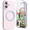 SURPHY Designed for iPhone 16 Plus Case Compatible with MagSafe (6.7 inch 2024), with Screen Protector Liquid Silicone Phone Case (Camera Protective, Soft Microfiber Lining), Soft Mint(Chalk Pink)