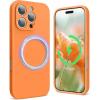 SURPHY Designed for iPhone 16 Pro Case Compatible with MagSafe (6.3 inch 2024), Liquid Silicone Phone Case (Camera Protective, Soft Microfiber Lining), Pink(Marigold Orange)