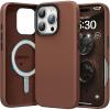 SURPHY Designed for iPhone 16 Pro Leather Case Compatible with MagSafe, Faux Leather Phone Case (Metallic Buttons, Microfiber Lining) for 16 Pro 6.3 inch 2024, Brown(Brown)