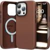 SURPHY Leather Case for iPhone 16 Pro Max Compatible with MagSafe, Faux Leather Phone Case (Metallic Buttons, Microfiber Lining) for 16 Pro Max 6.9 inch 2024, Brown(Brown)